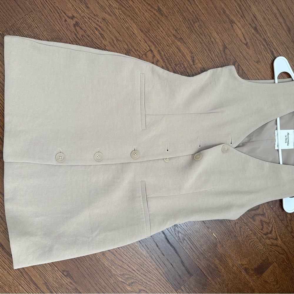 Beige Button-Up Vest dress